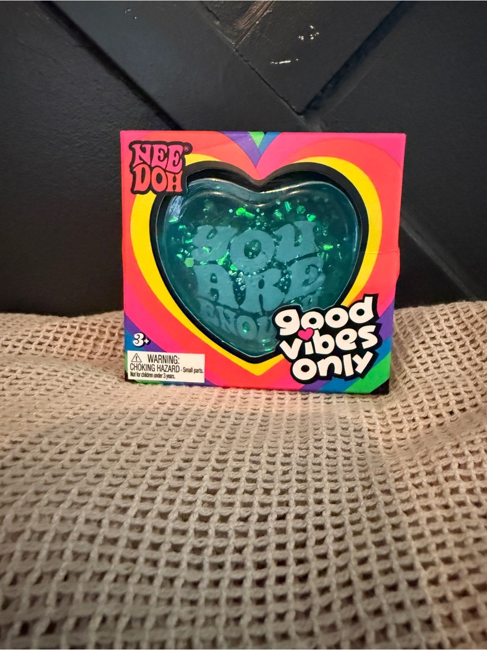 Nee Doh Good Vibes Only Heart Stress Ball - Teal Glitter